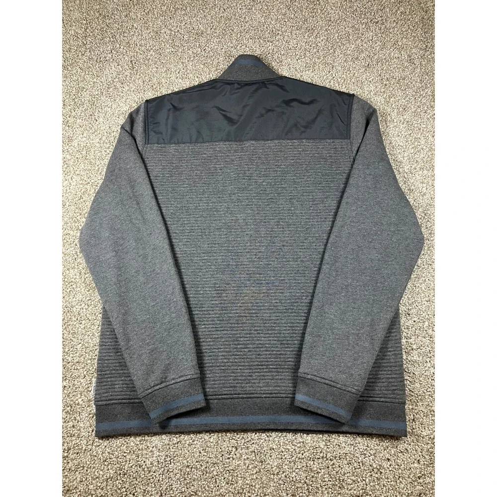 Ted Baker London Mens Grey Ribbed Full Zip Jacket Nylon Yoke Size 5 XL